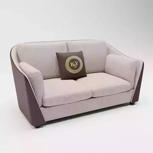 32 - Vesta - Cream Fabric and Faux Leather 2-Seater Sofa