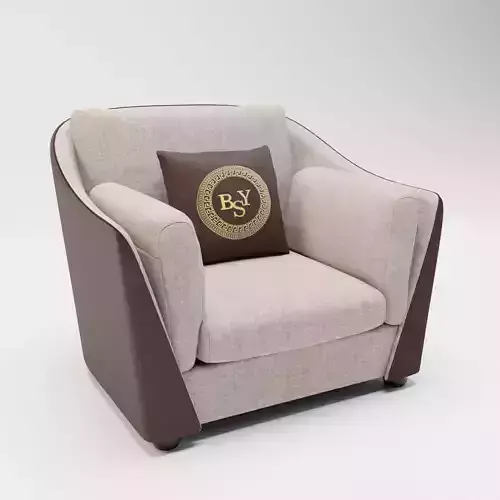 31 - Vesta - Cream Fabric and Faux Leather Armchair