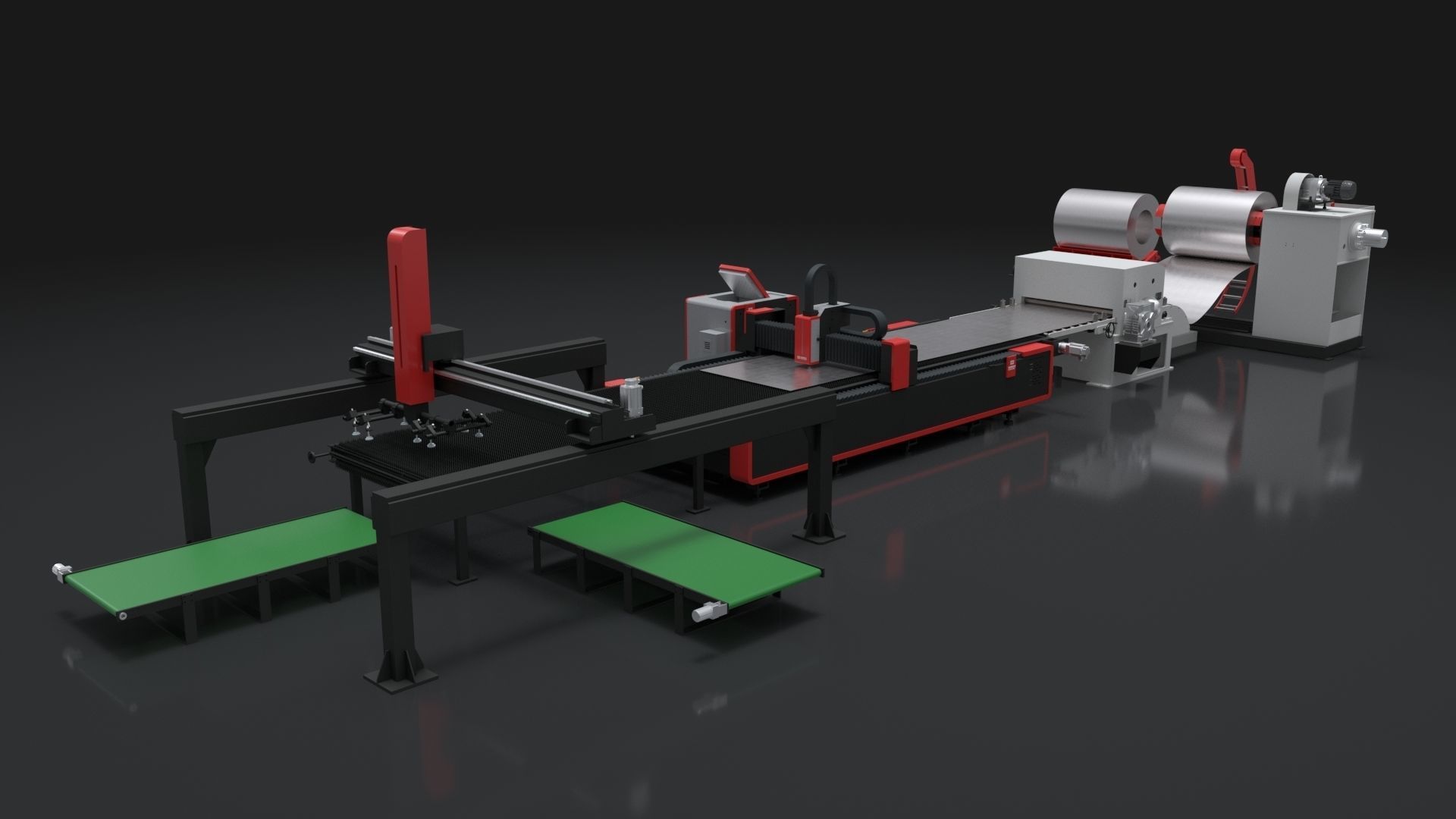 Coil laser cutting machine Animation 3D model_3