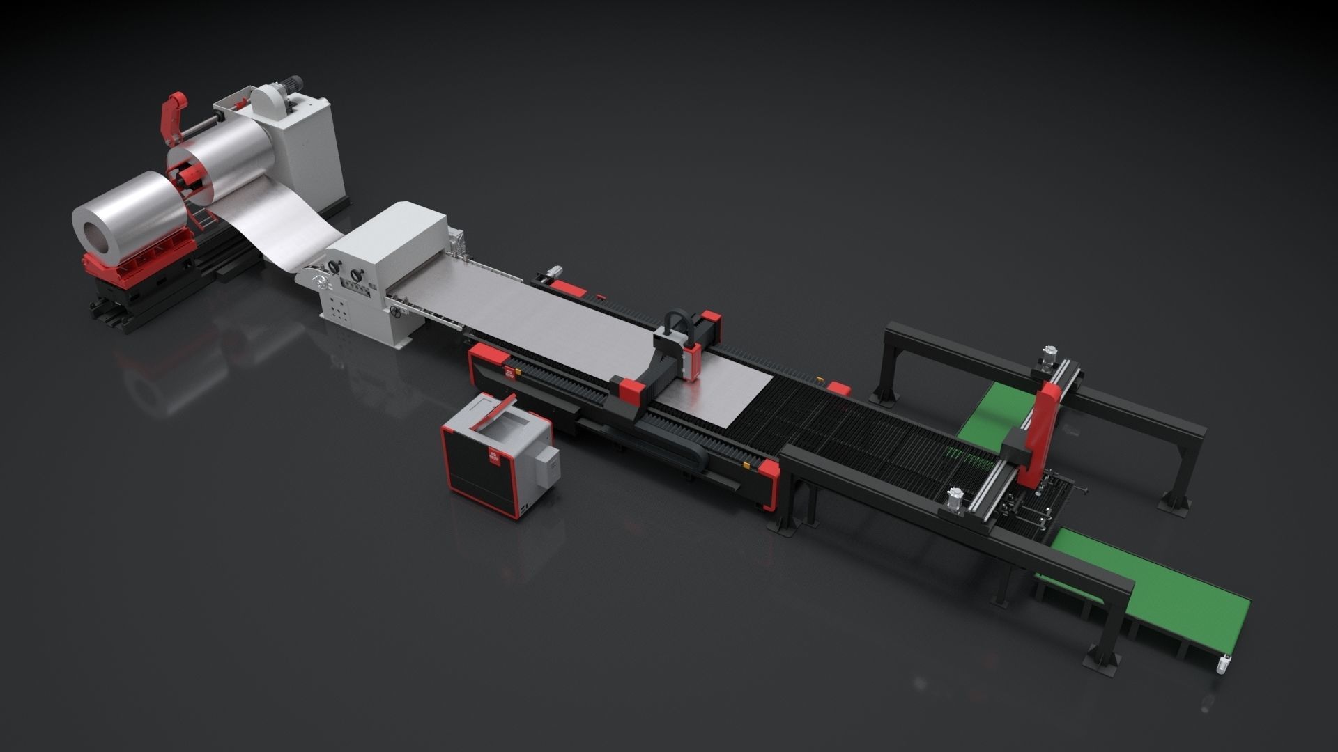 Coil laser cutting machine Animation 3D model_2