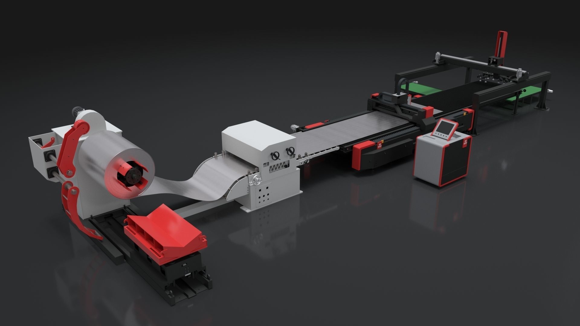 Coil laser cutting machine Animation 3D model_4