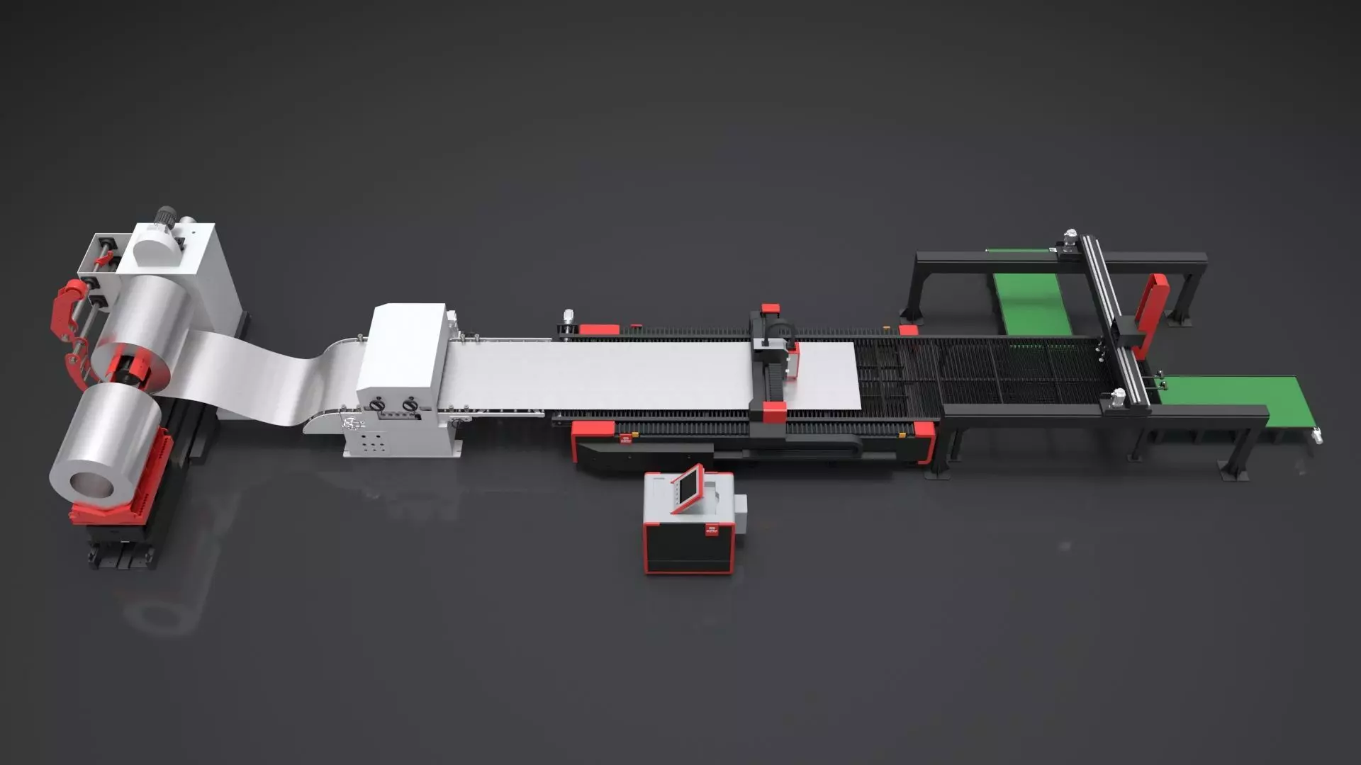 Coil laser cutting machine Animation 3D model_0