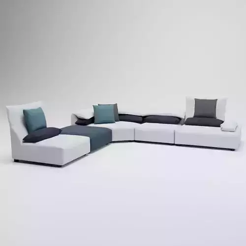 24 - Amos - White Fabric Corner Sofa
