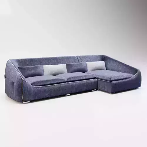 22 - Takako - Blue Fabric Corner Sofa
