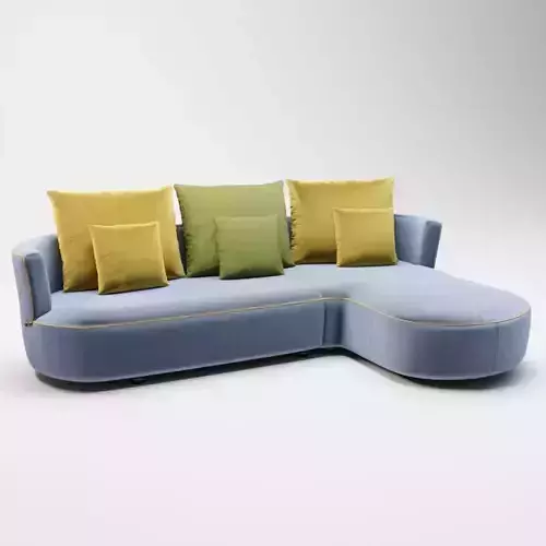 19 - Elinore - Blue Velvet Corner Sofa 3D model