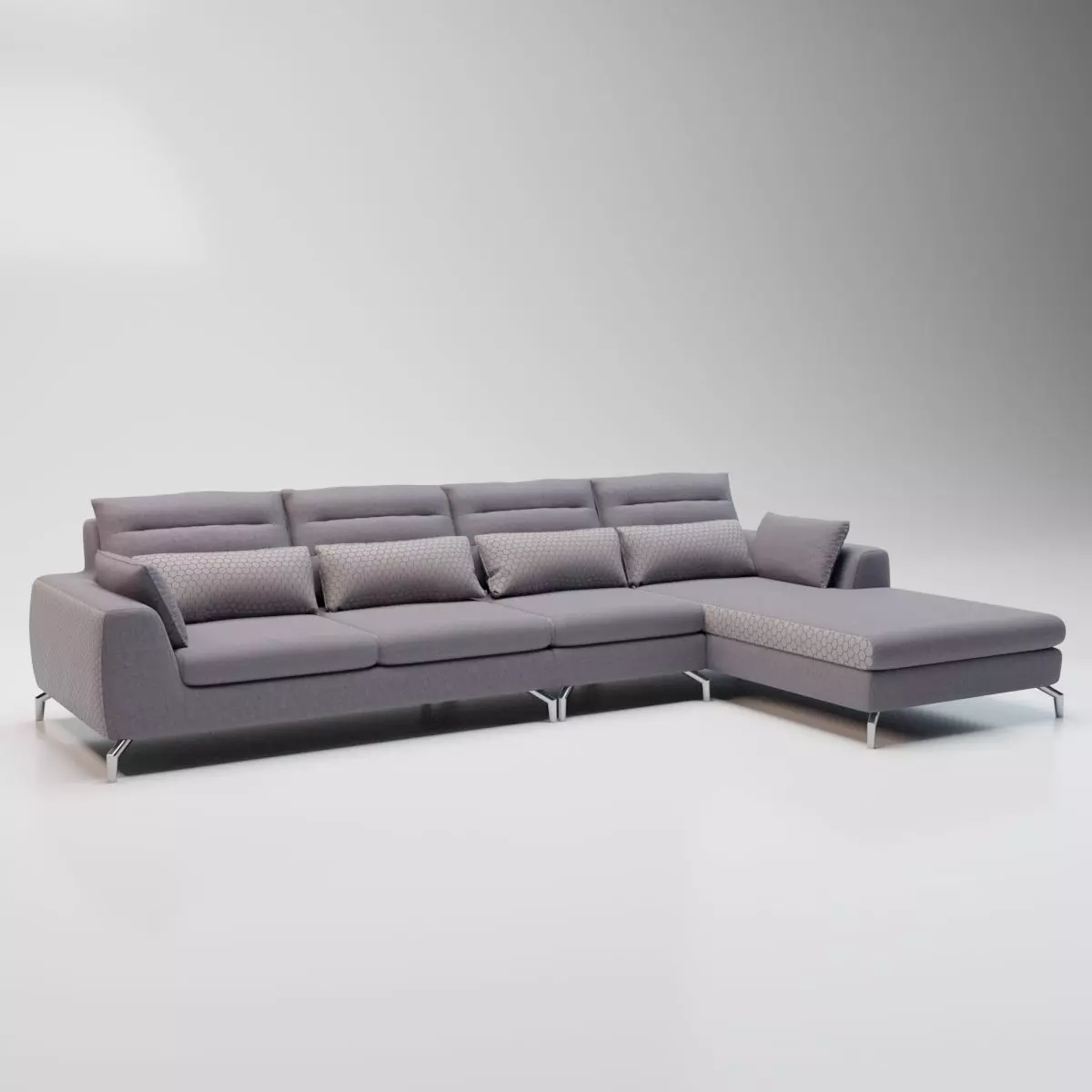 18 - Otilia - Grey Fabric Corner Sofa 3D model_0
