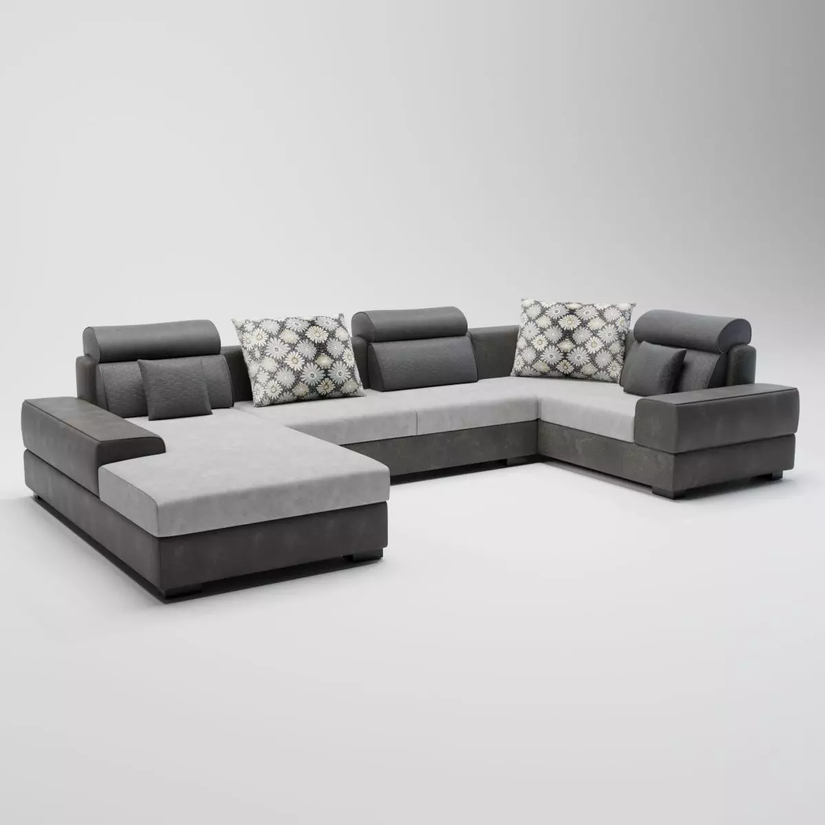 17 - Emil - Grey Fabric Corner Sofa 3D model_0