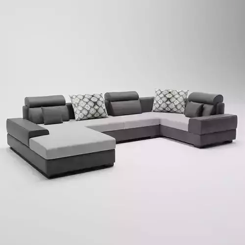 17 - Emil - Grey Fabric Corner Sofa 3D model
