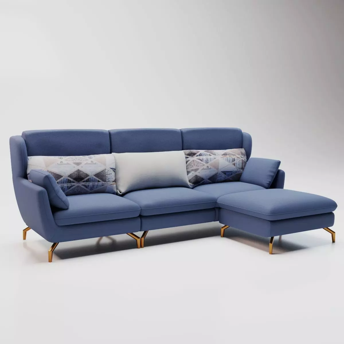 15 - Violette - Blue - Micro Fabric Corner Sofa 3D model_0
