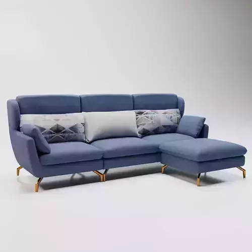 15 - Violette - Blue - Micro Fabric Corner Sofa 3D model