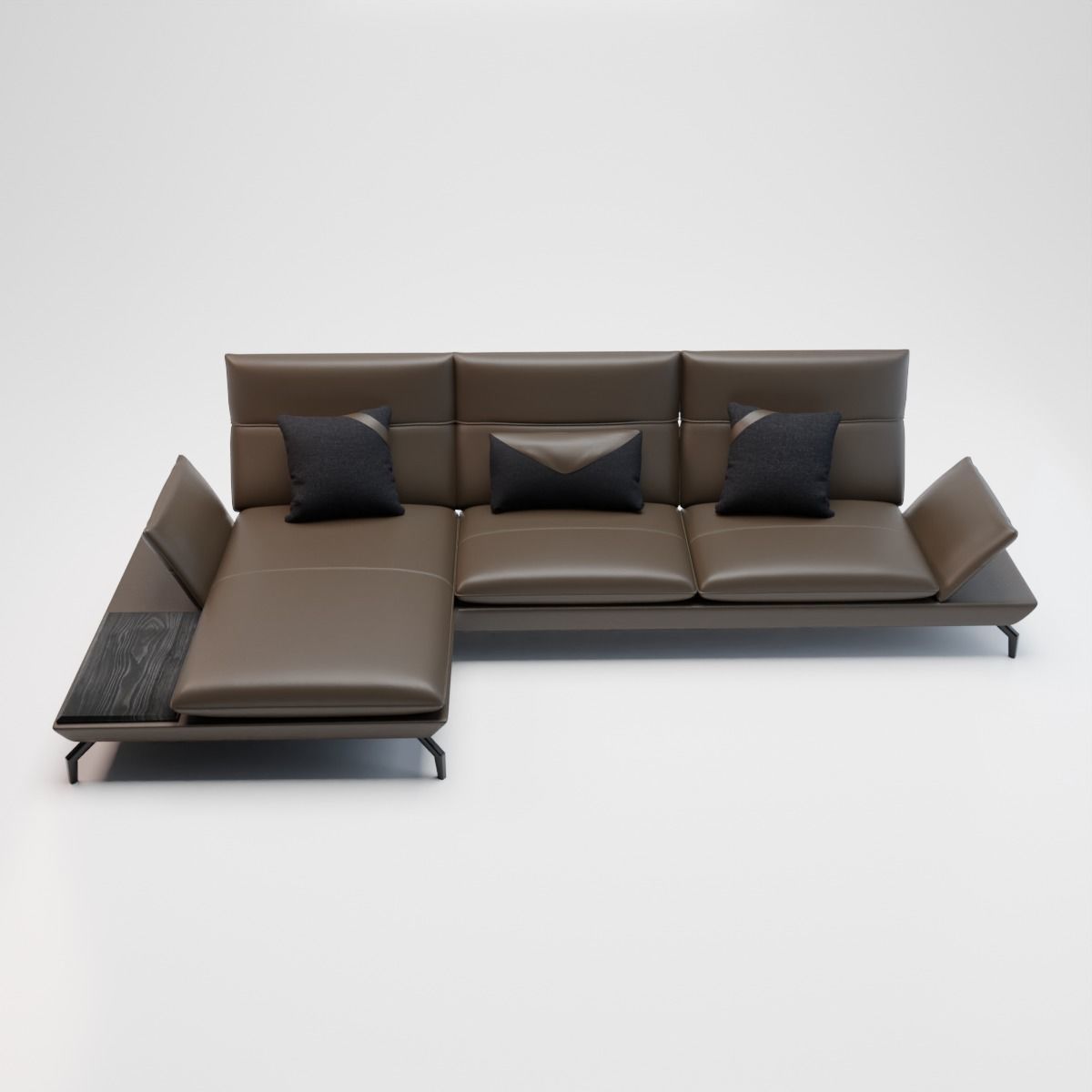 14 - Johnie Brown Leather Corner Sofa 3D model_2