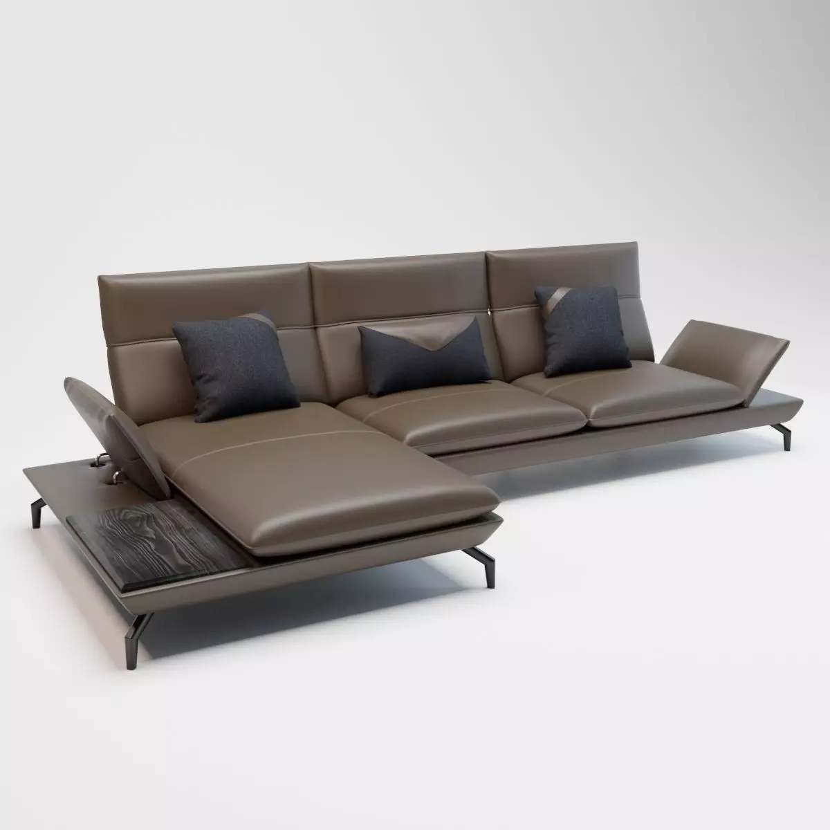 14 - Johnie Brown Leather Corner Sofa 3D model_0