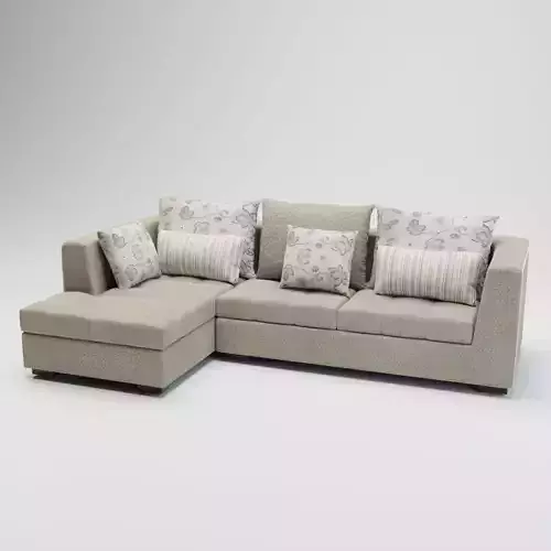10 - Florene - Cream Fabric Corner Sofa 3D model