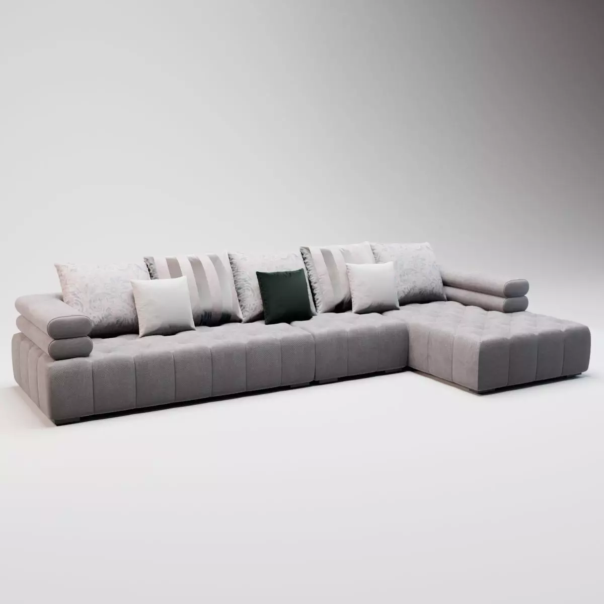 09 - Loriann Grey Fabric Corner Sofa 3D model_0