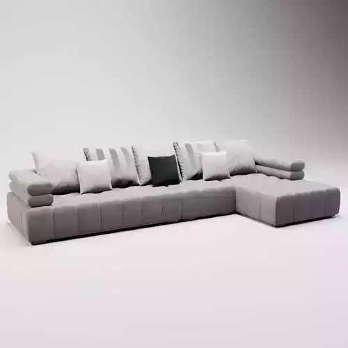 09 - Loriann Grey Fabric Corner Sofa 3D model 09 - Loriann Grey Fabric Corner Sofa 3D model