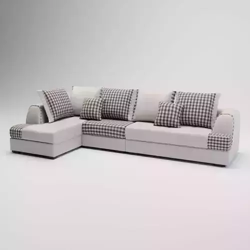 08 - Kina - Beige Fabric Corner Sofa 3D model