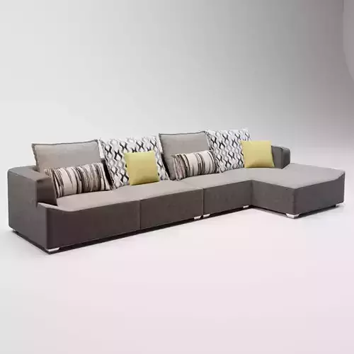 07 - Canyon - Brown and Beige Fabric Corner Sofa 3D model