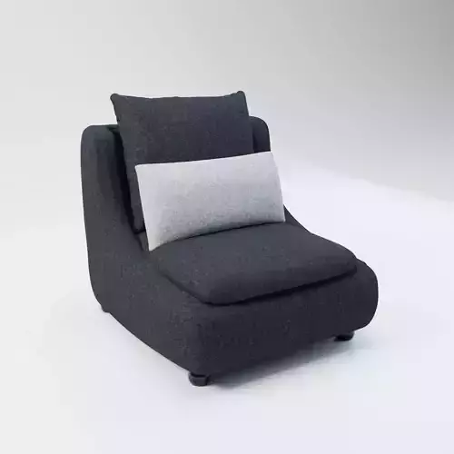 05 - Daron - Grey Fabric Armchair 3D model