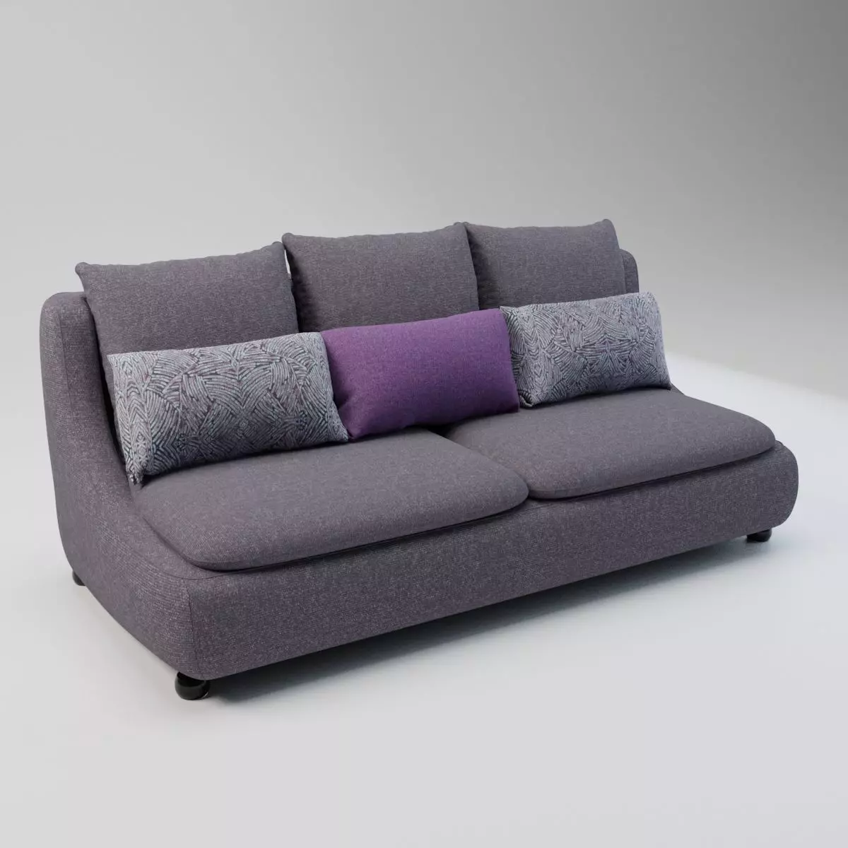 04 - Daron - Grey Fabric 3-Seater Sofa 3D model_0