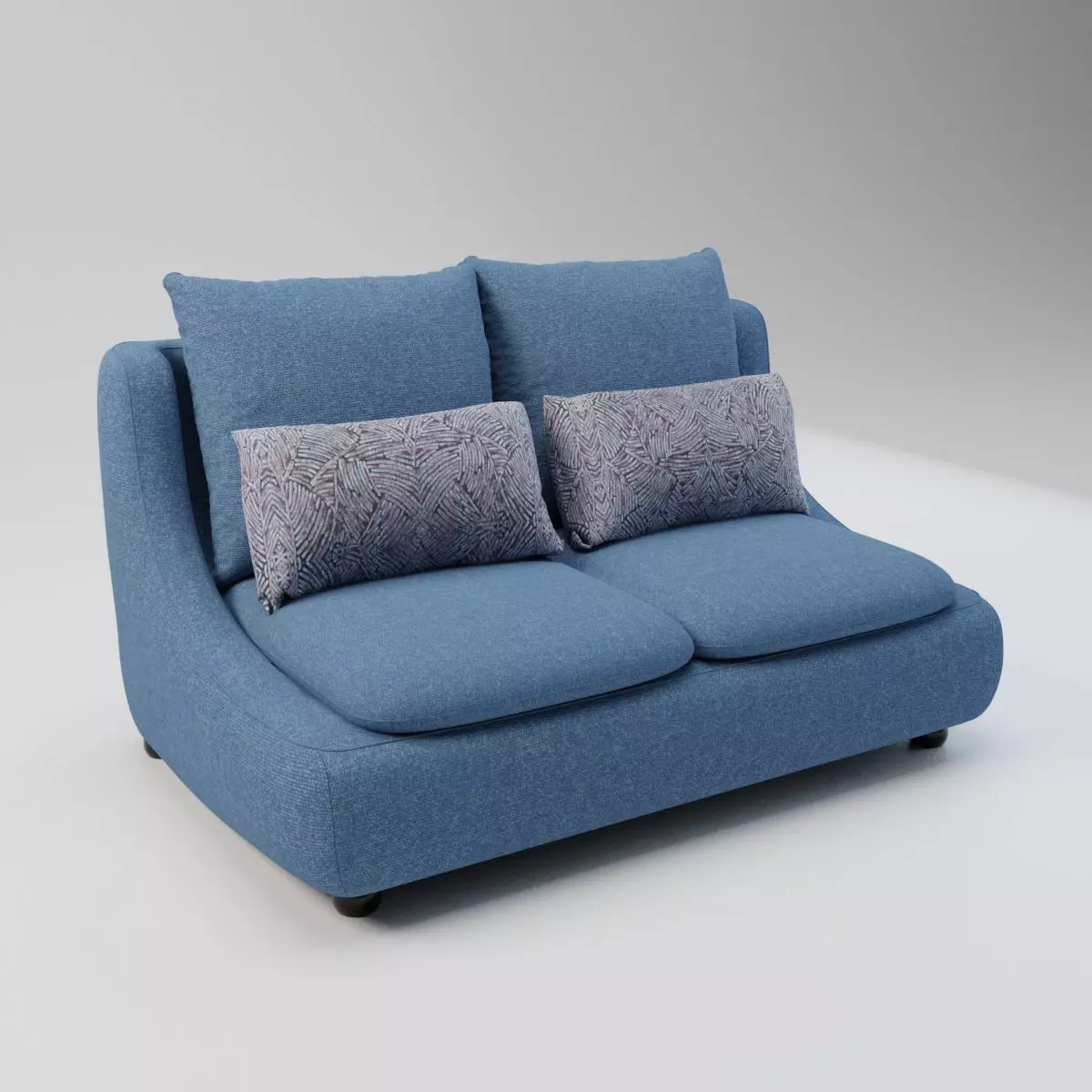 03 -  Daron - Blue Fabric 2-Seater Sofa 3D model_0