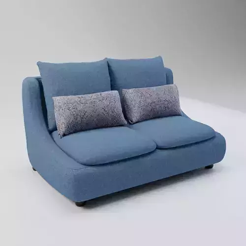 03 -  Daron - Blue Fabric 2-Seater Sofa 3D model
