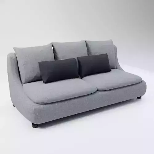 01 - Daron - Grey - Fabric 3-Seater Sofa 3D model
