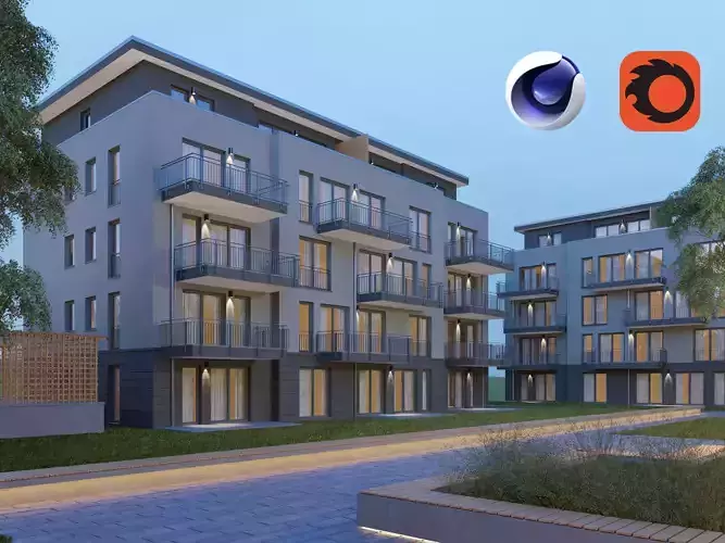 GERMAN HOUSE 1 - NIGHT Low-poly 3D model