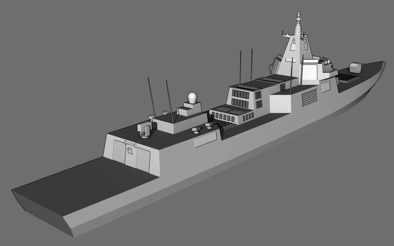 DDG Type 55 Renhai class Low-poly 3D model_1