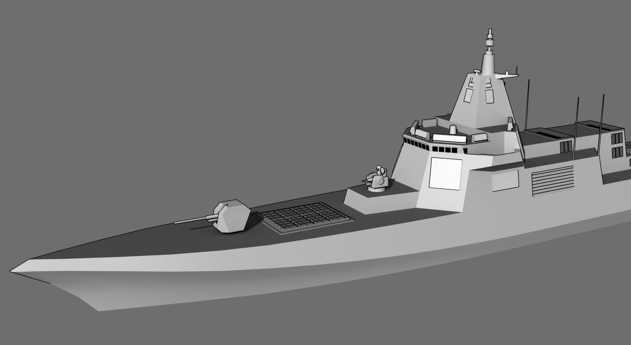 DDG Type 55 Renhai class Low-poly 3D model_3