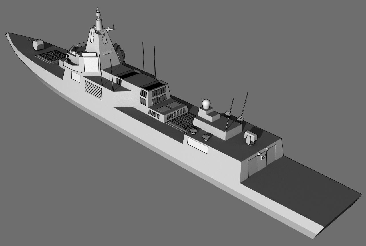 DDG Type 55 Renhai class Low-poly 3D model_2