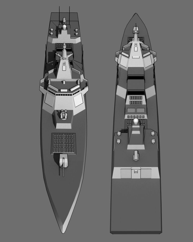 DDG Type 55 Renhai class Low-poly 3D model_4