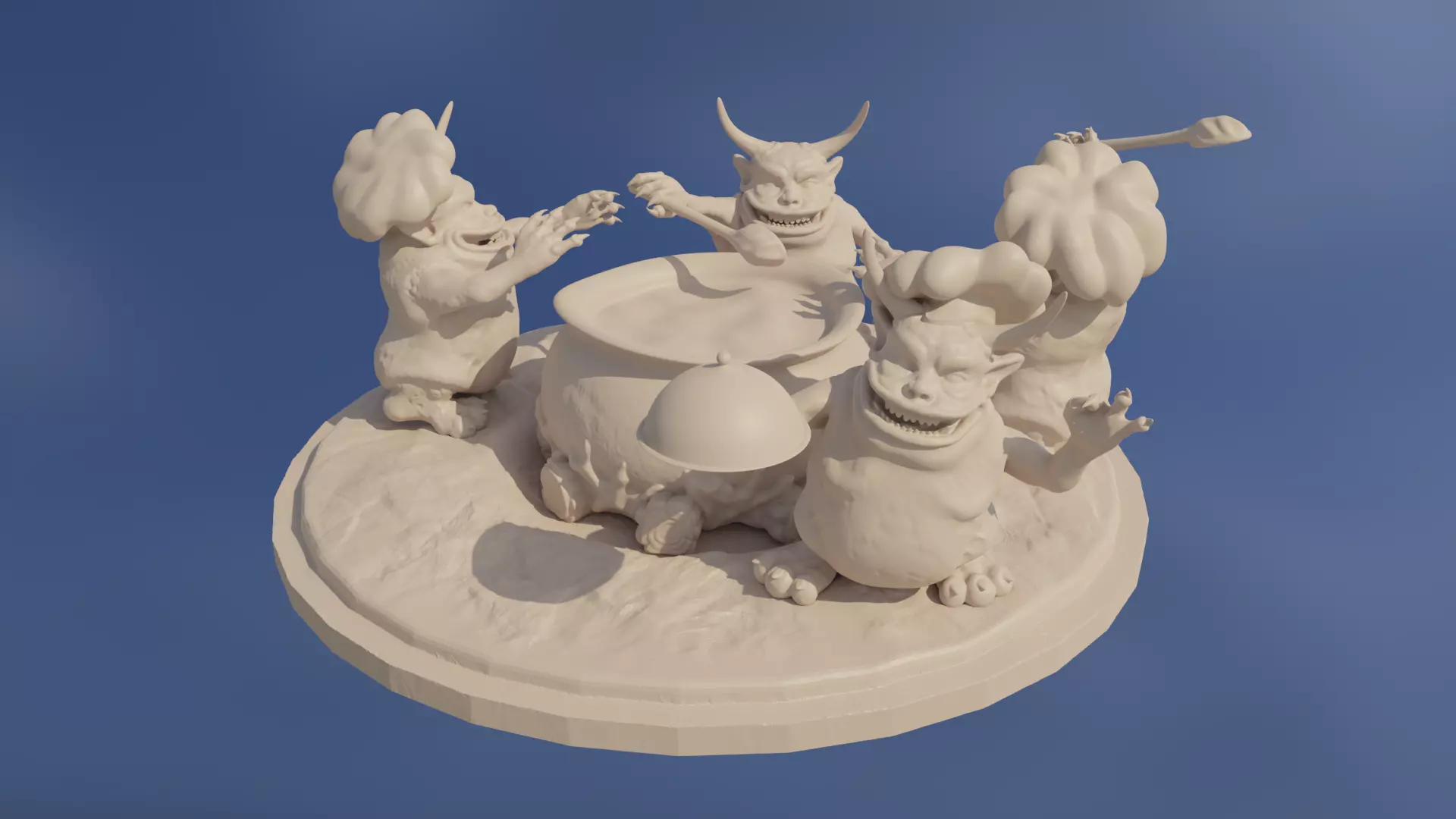 Nurglings with cauldron diorama 3D print model
