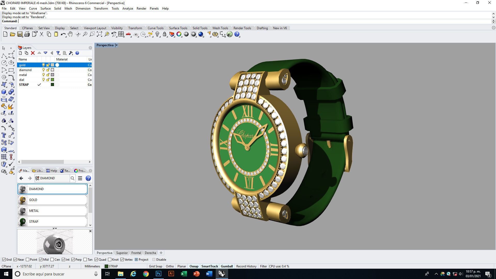 Chopard Imperiale Watch Low-poly 3D model_18