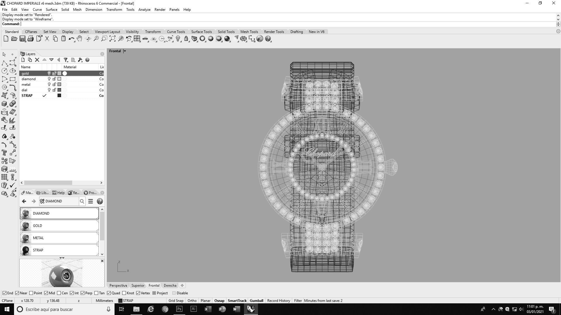 Chopard Imperiale Watch Low-poly 3D model_13