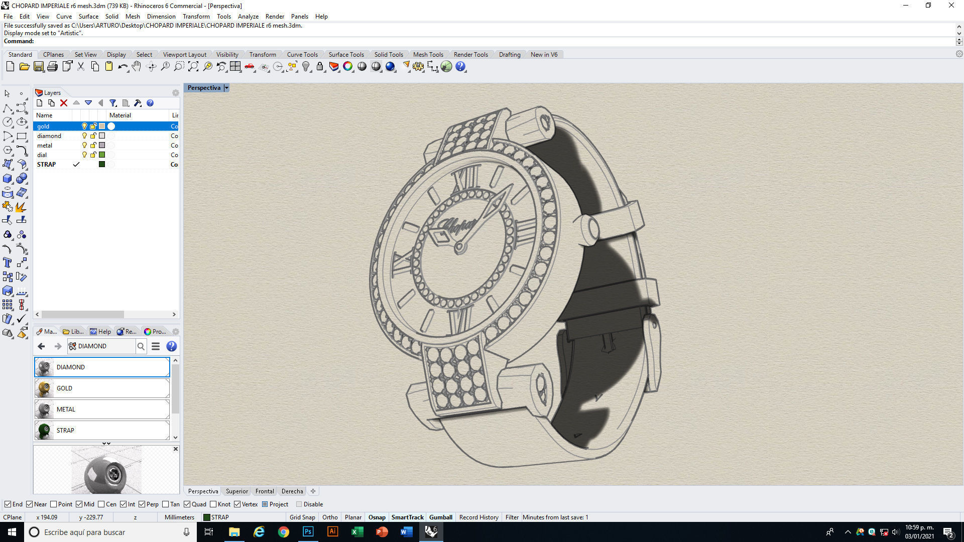 Chopard Imperiale Watch Low-poly 3D model_22