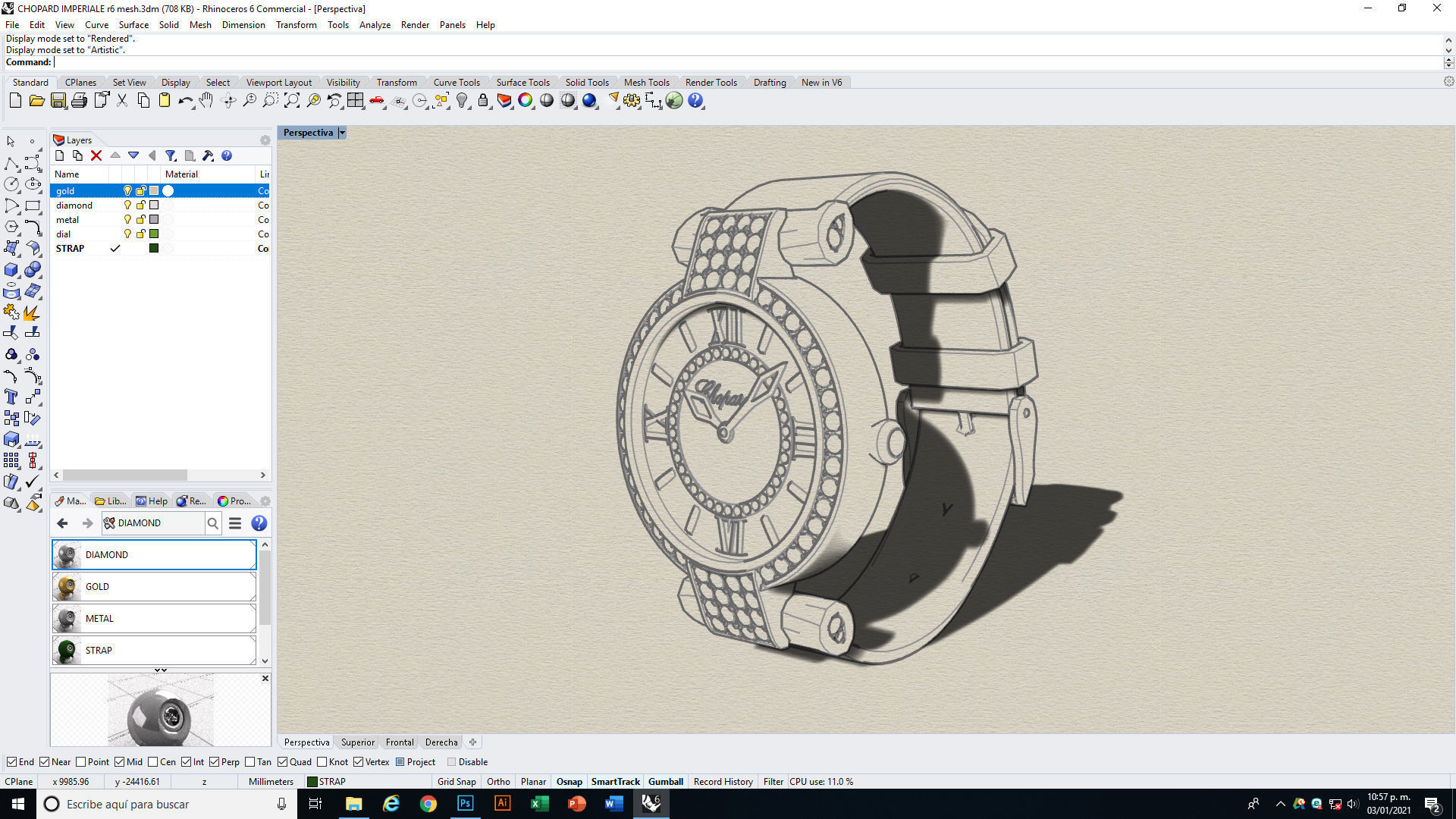 Chopard Imperiale Watch Low-poly 3D model_19