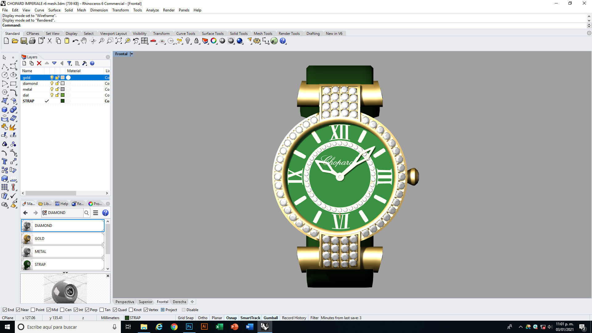 Chopard Imperiale Watch Low-poly 3D model_14
