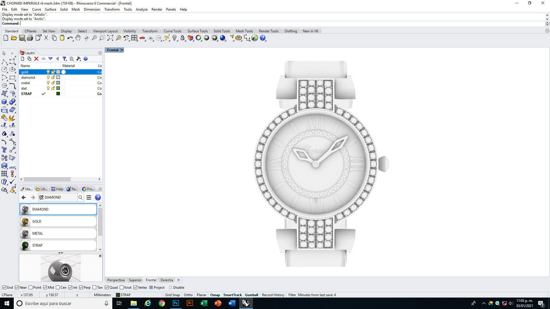 Chopard Imperiale Watch Low-poly 3D model_16