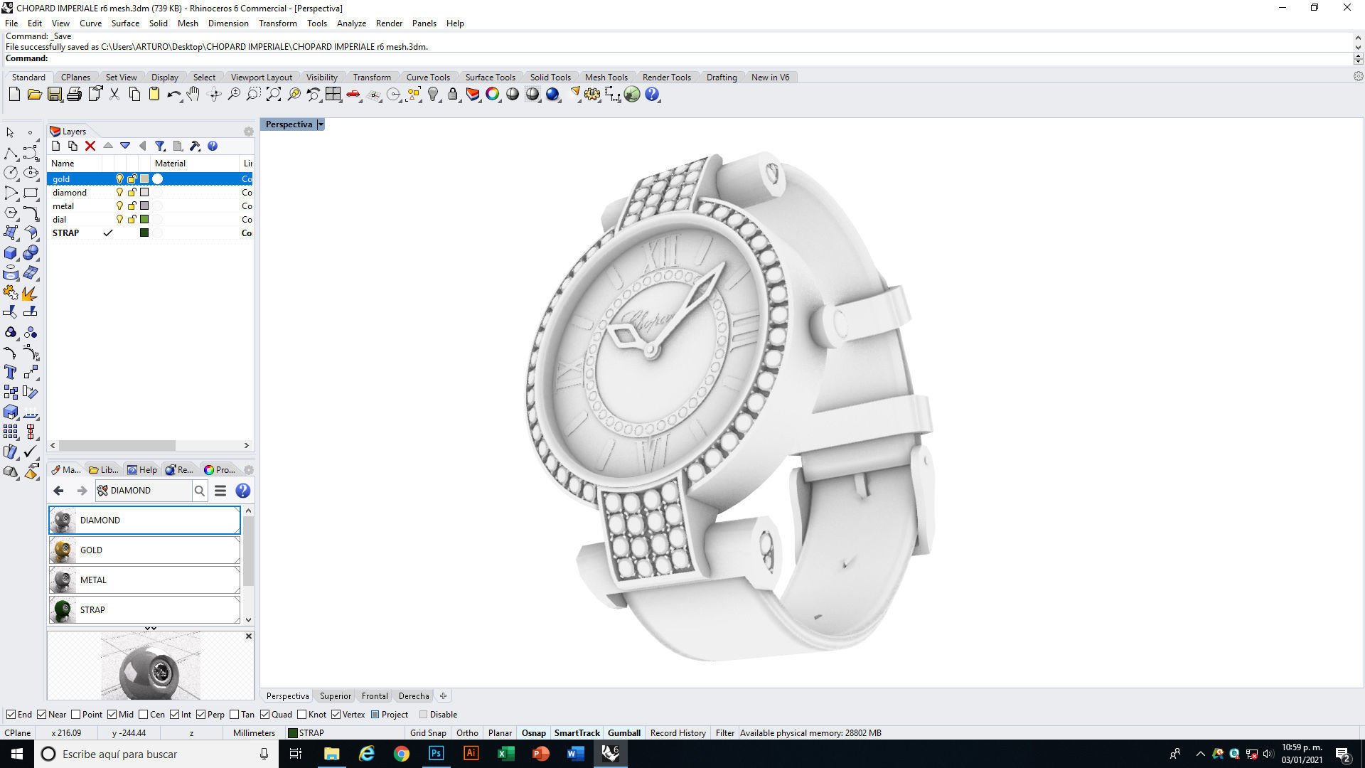 Chopard Imperiale Watch Low-poly 3D model_21