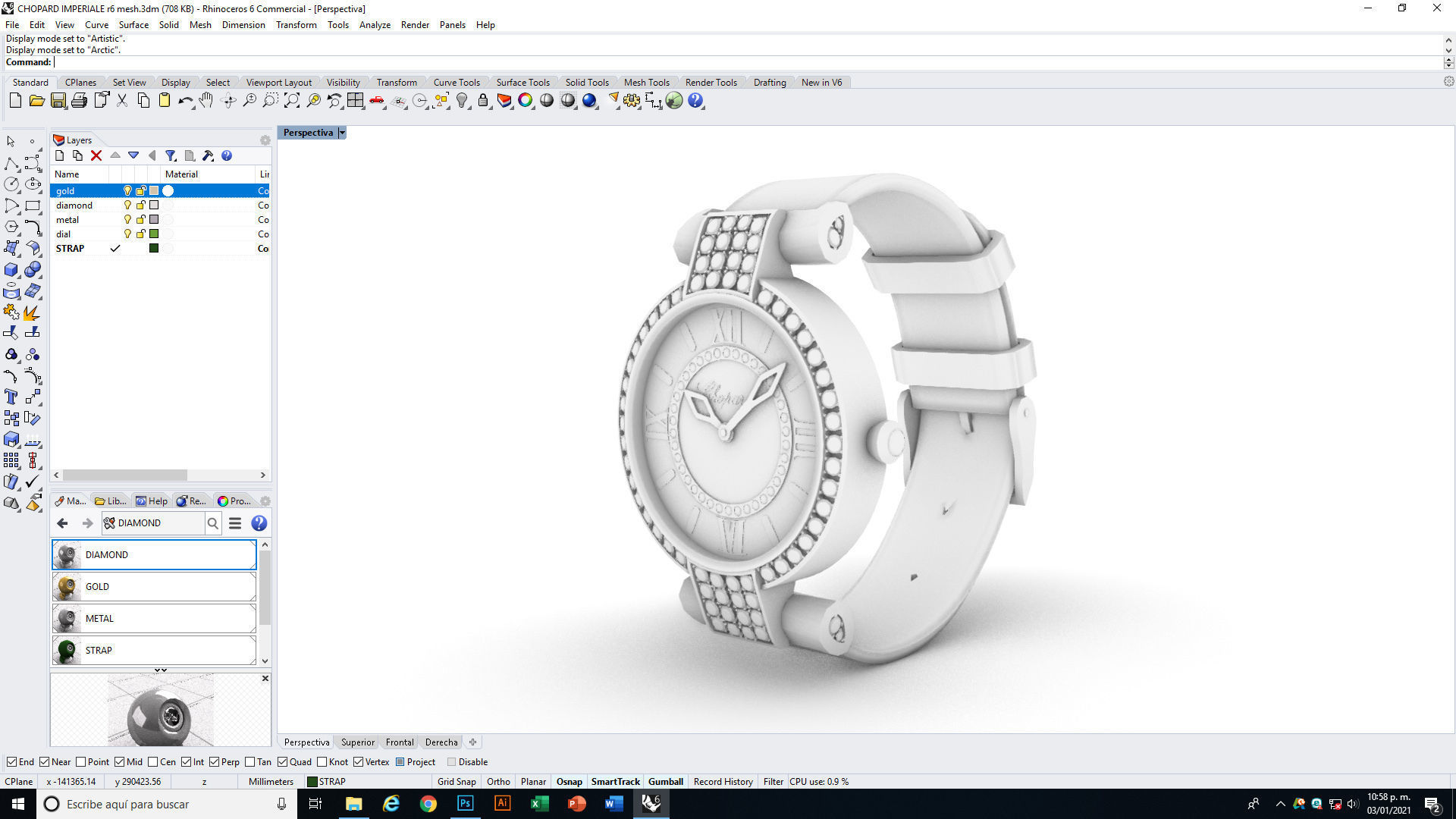 Chopard Imperiale Watch Low-poly 3D model_20