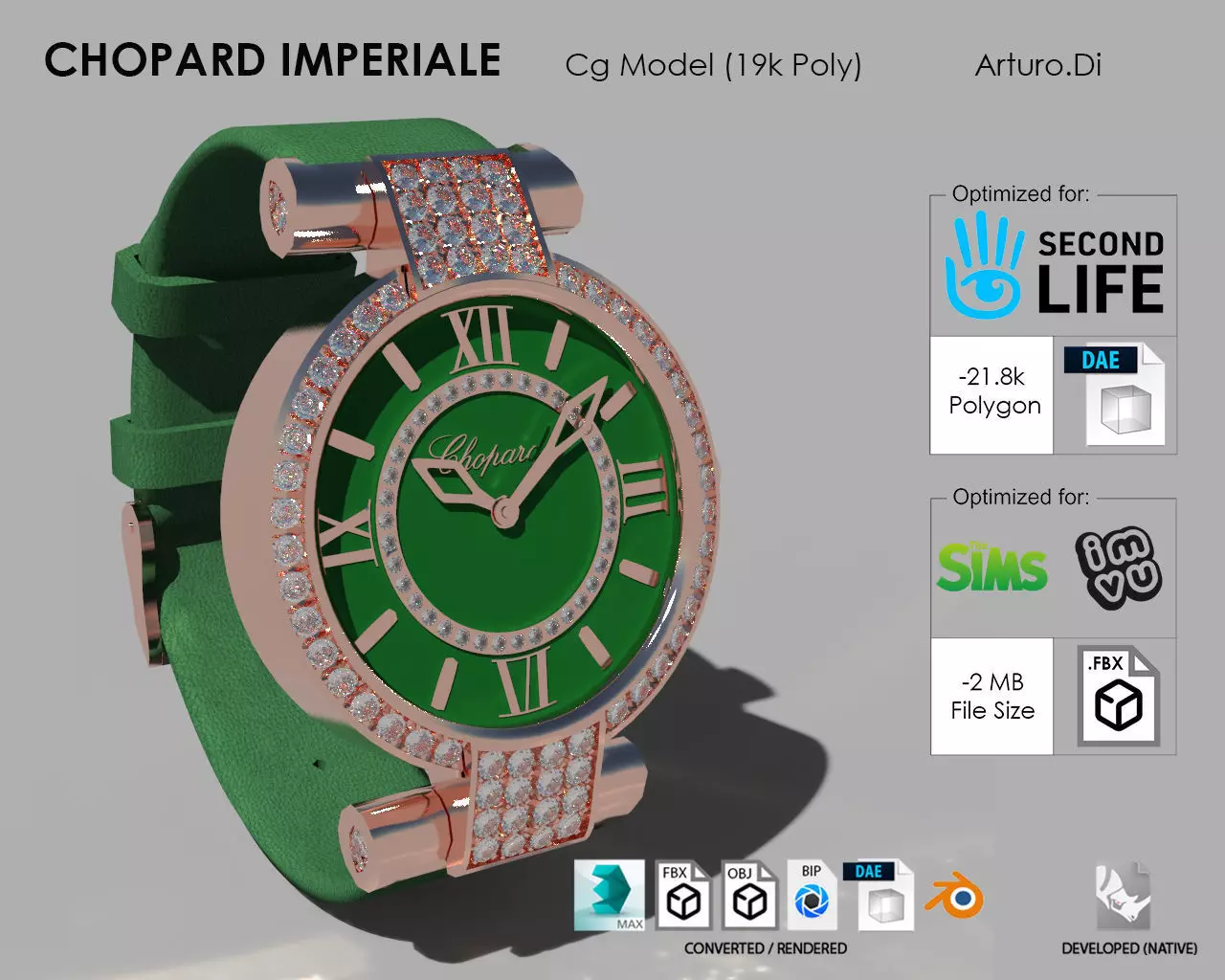 Chopard Imperiale Watch Low-poly 3D model_0