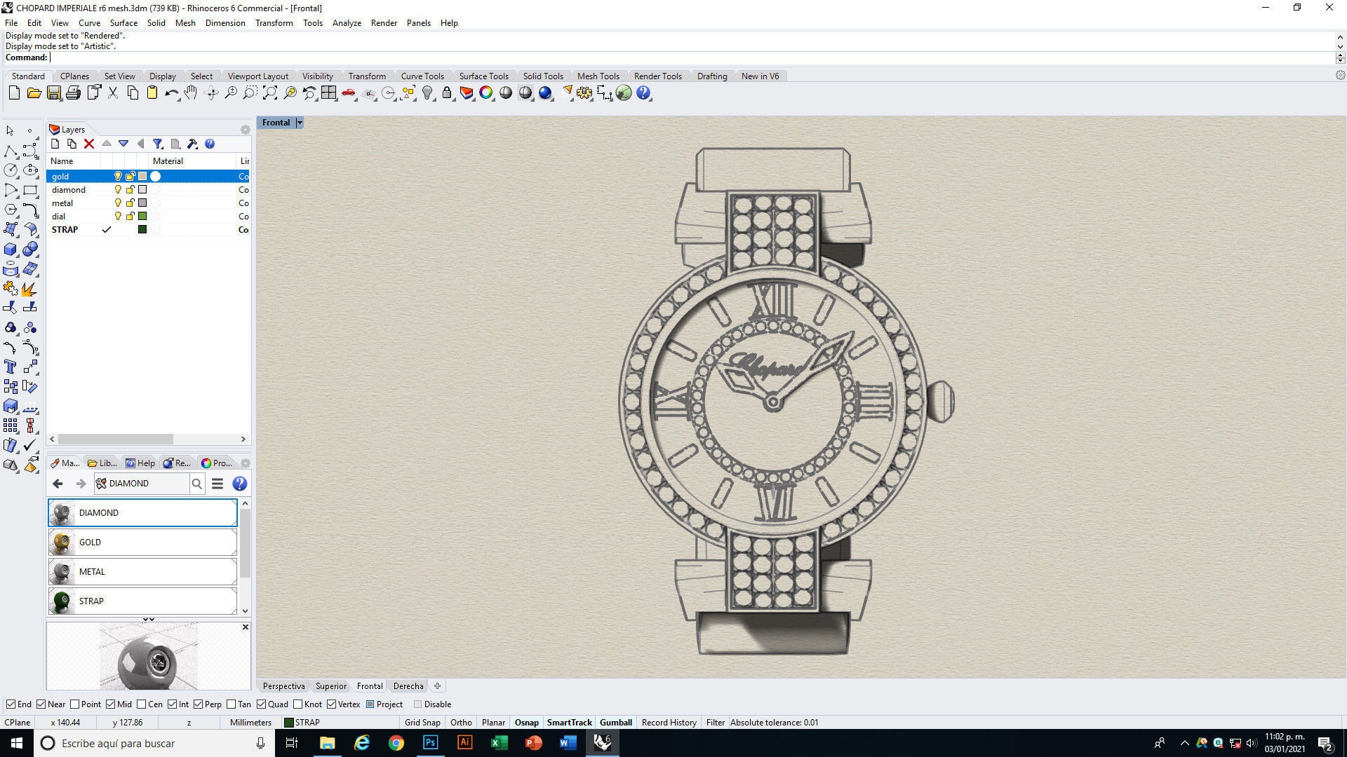 Chopard Imperiale Watch Low-poly 3D model_15