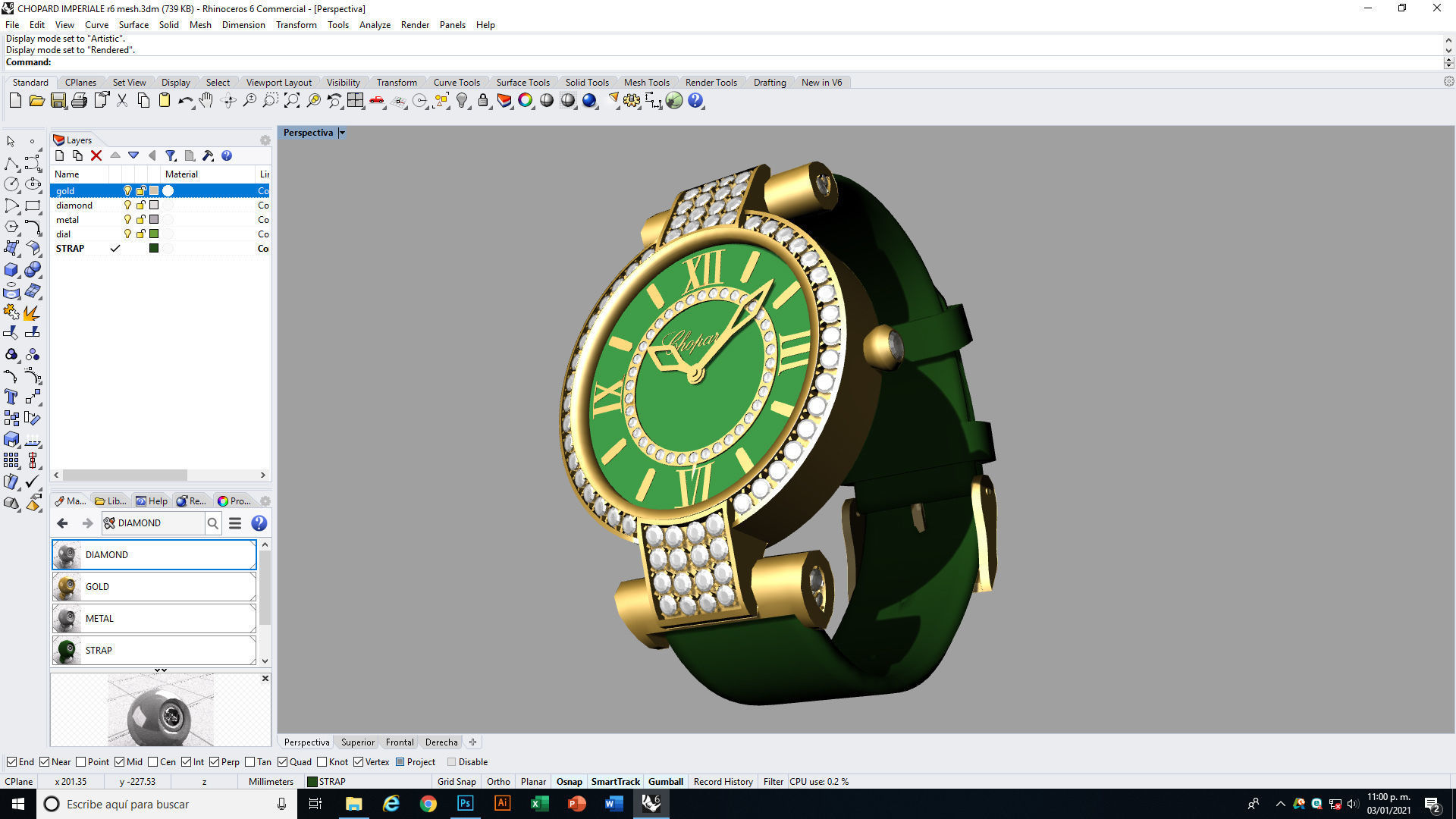 Chopard Imperiale Watch Low-poly 3D model_23