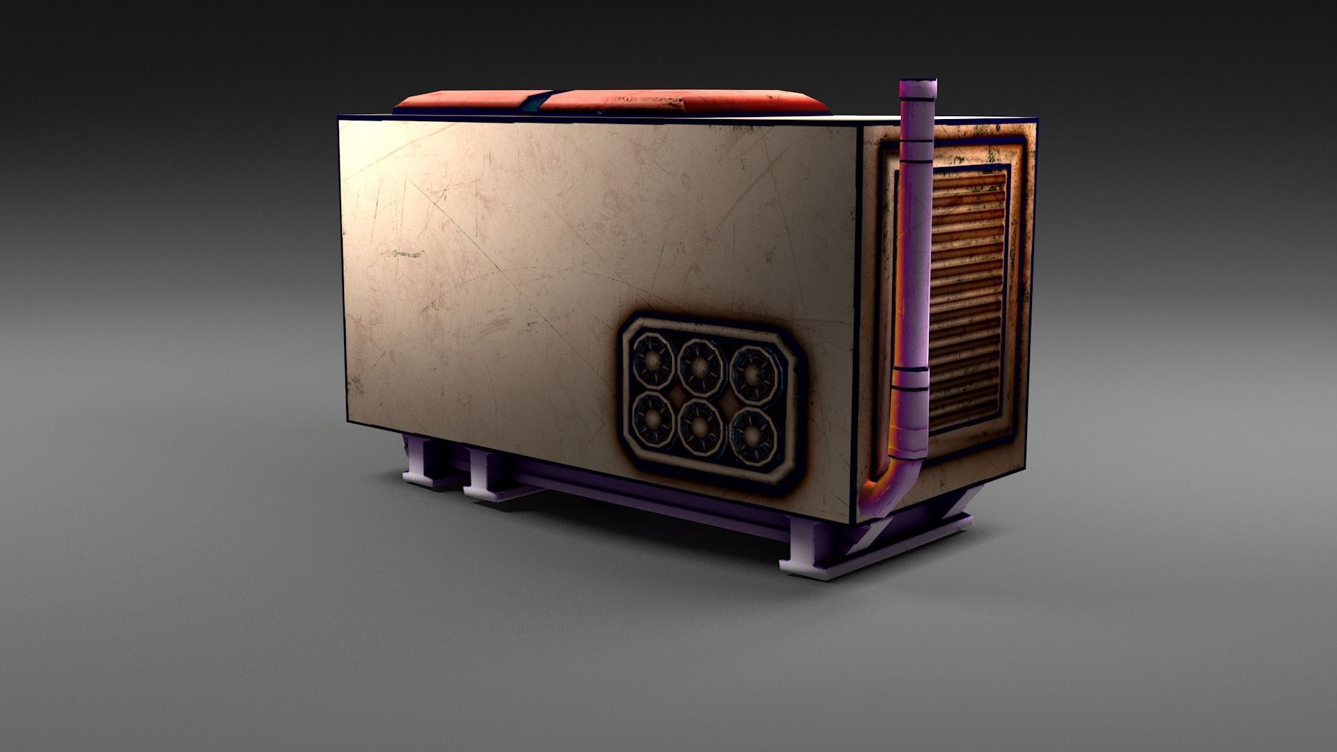 Cartoon Electricity generator Low-poly 3D model_3