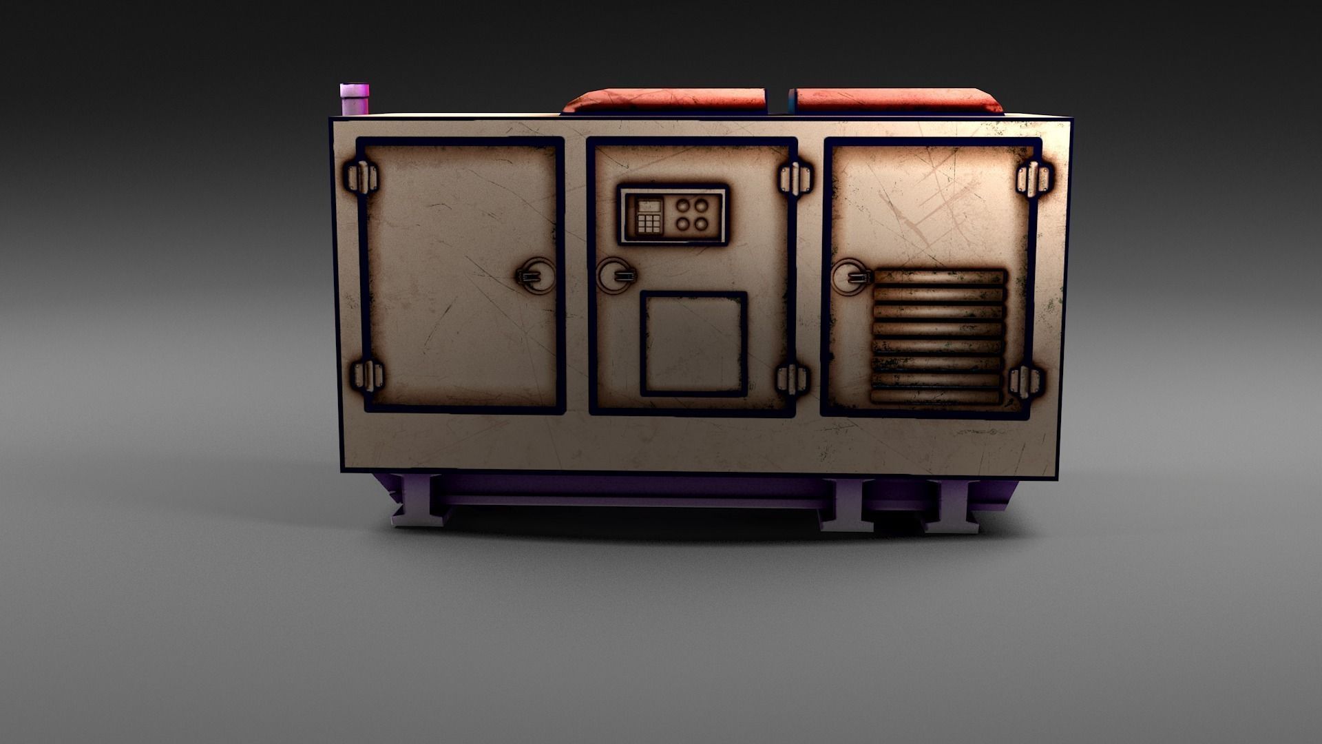 Cartoon Electricity generator Low-poly 3D model_0