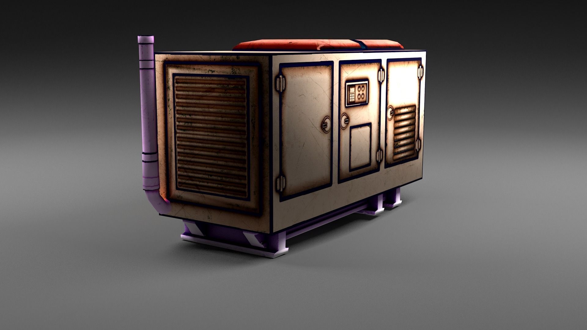 Cartoon Electricity generator Low-poly 3D model_1