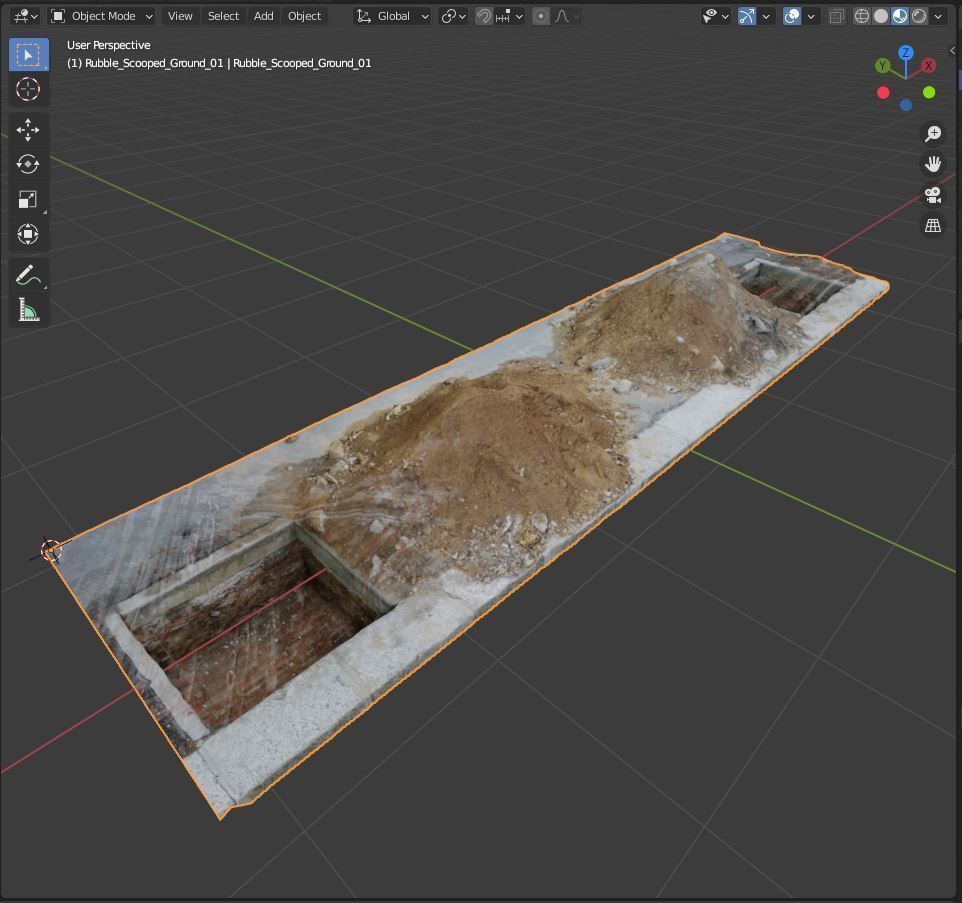 Rubble Scooped Ground 01 asset for environment and city detail 3D model_1