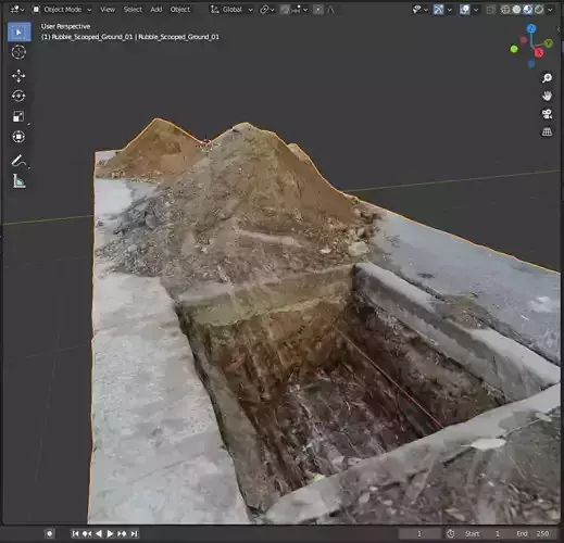 Rubble Scooped Ground 01 asset for environment and city detail 3D model