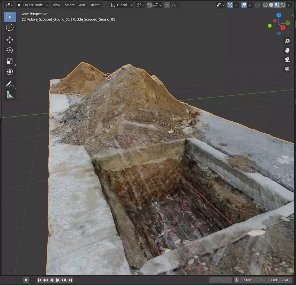 Rubble Scooped Ground 01 asset for environment and city detail 3D model_0