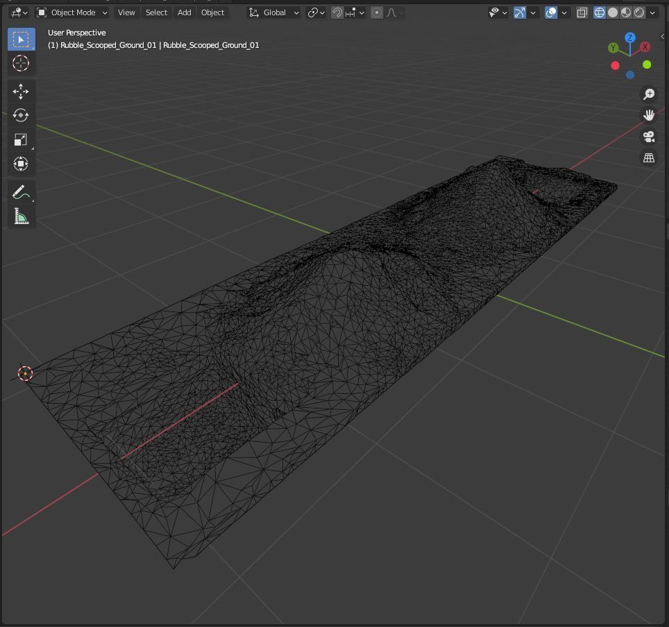 Rubble Scooped Ground 01 asset for environment and city detail 3D model_2